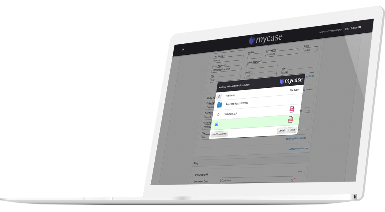 MyCase EFiling And Process Serving Integration - InfoTrack